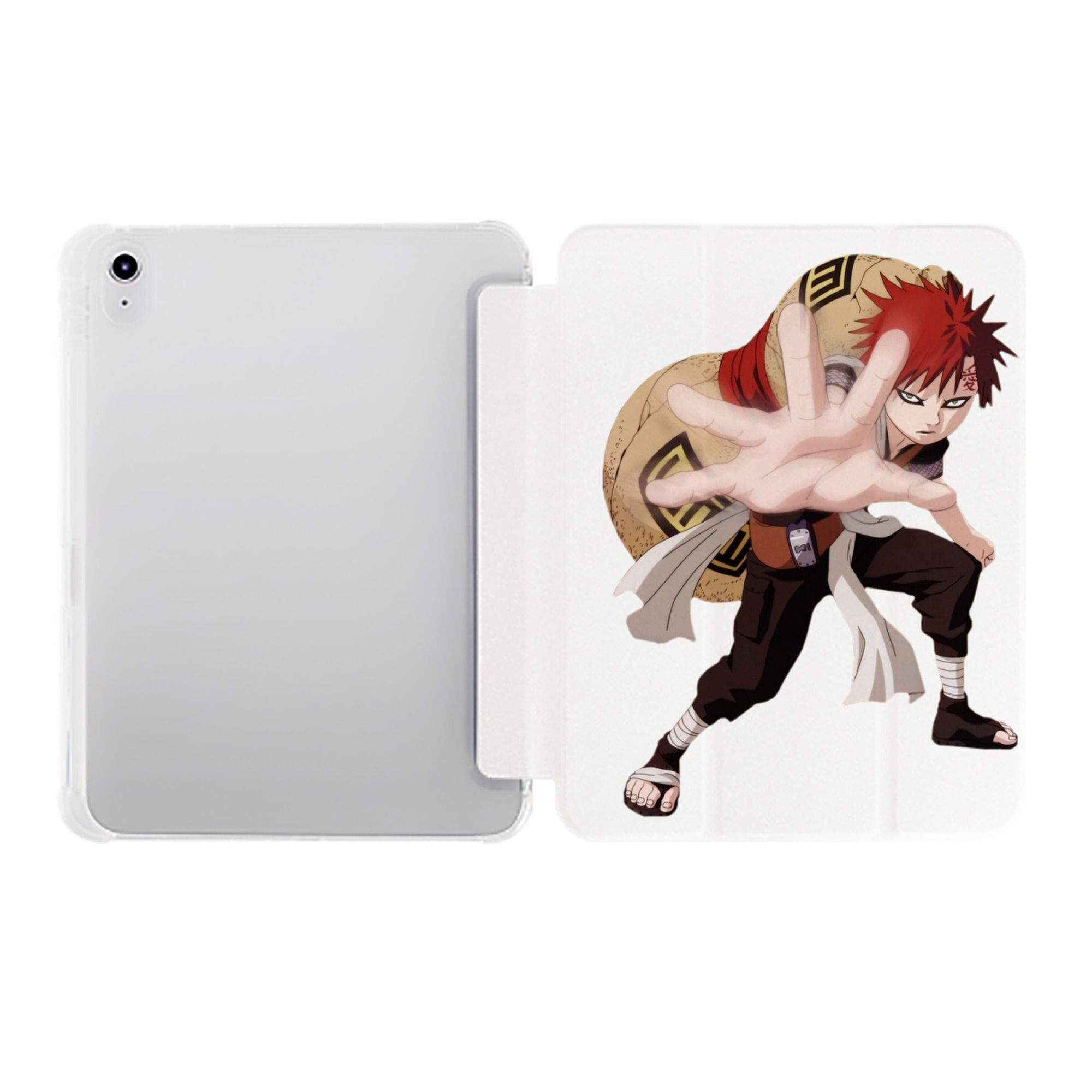 （画像用） NARUTO -ナルト- ガアラ Gaara IPad ケース ペン収納付き 三つ折りスタンド PUレザー×シリコン 対応機種9.5/10.5/10.9インチ